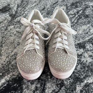 De Blossom Collection Silver White Sparkle Sneakers